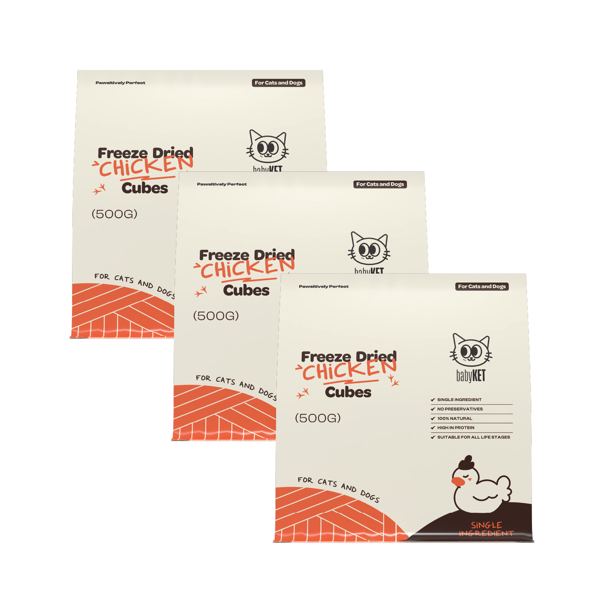 babyKET Freeze Dried Chicken Cubes 500g