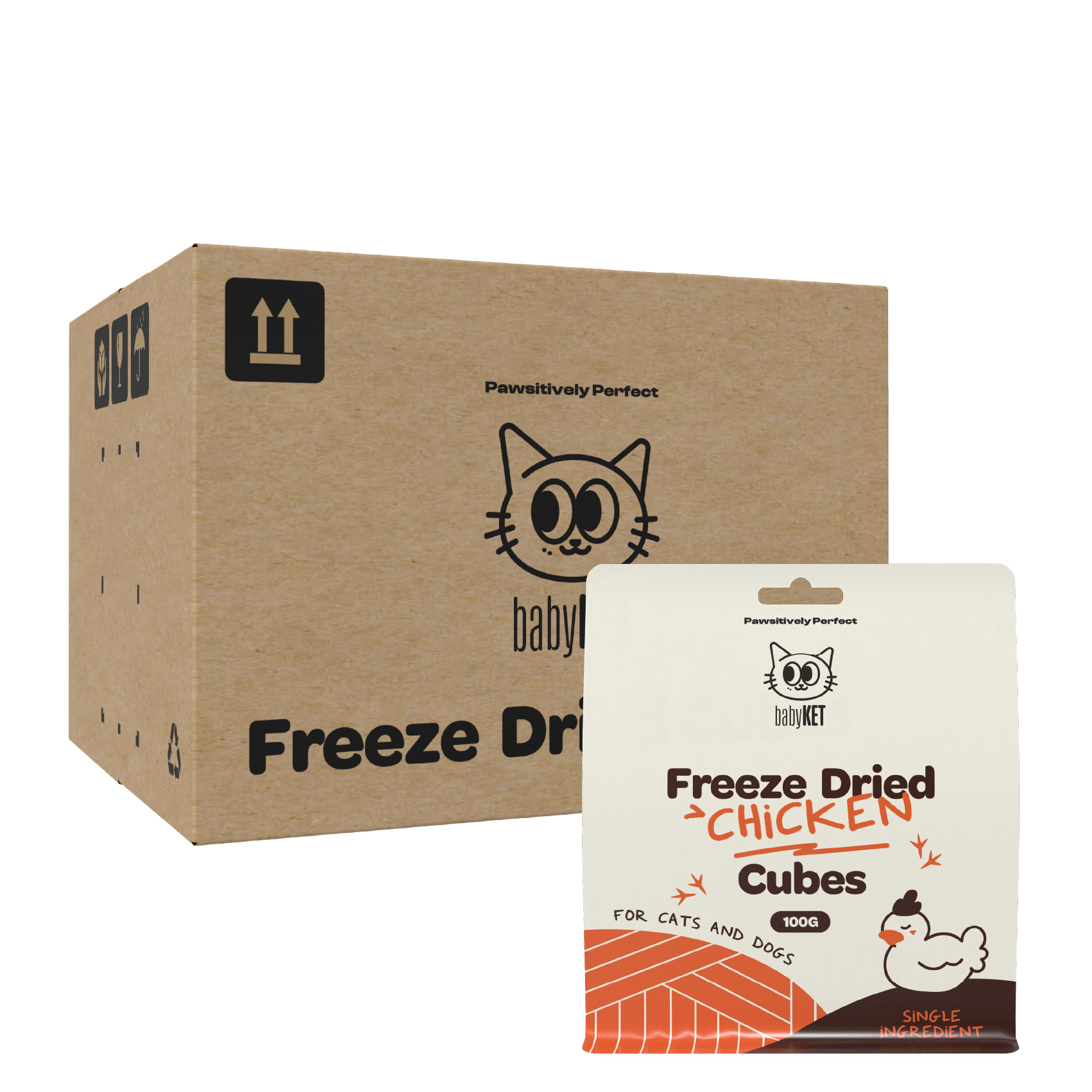 babyKET Freeze Dried Chicken Cubes in Carton (25 x 100g)